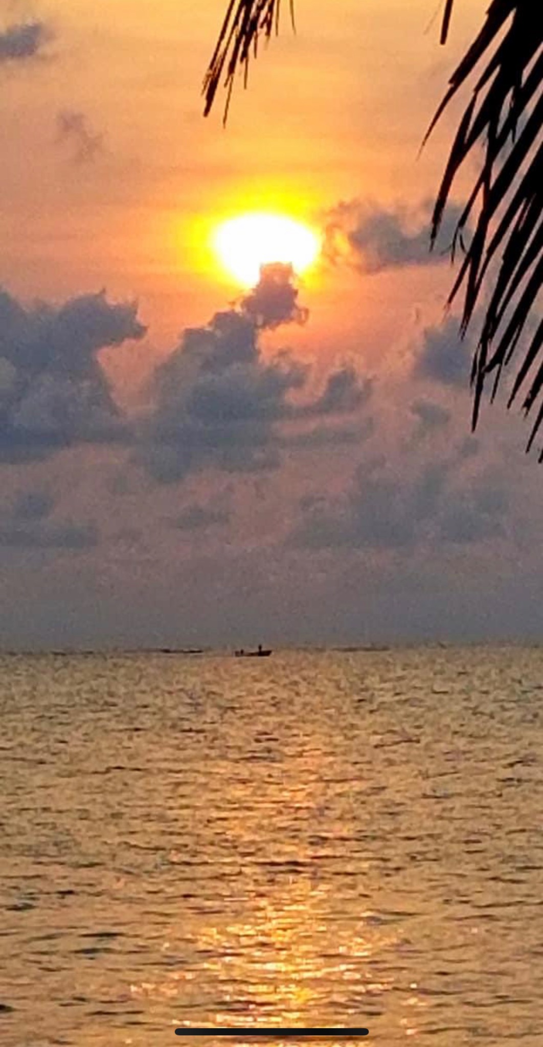 Sun descending over the Caribbean Sea
